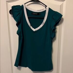 Merona Blue and Green Flutter Sleeve Blouse